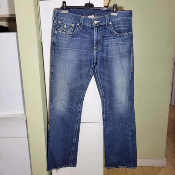 vintage True Religion flap pocket  straight leg jeans mens size 36 90s y2k - Picture 1 of 12